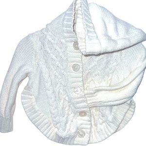 Joe Fresh White 100% Cotton Open Side Cable Knit Hoodie 6-12 Months